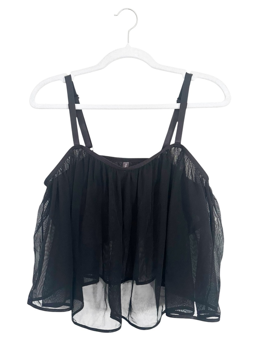 Torrid Black Sheer Mesh Layered Flounce Cami Top Babydoll Bralette Size 2 EUC
